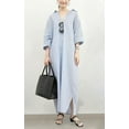 thumbnail image 2 of chouyatou Women's Casual Long Sleeve Button Down Loose Striped Cotton Maxi Shirt Dress, 2 of 10