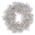 thumbnail image 2 of Vickerman 30" Flocked Alberta Artificial Christmas Wreath, Warm White LED Lights, 2 of 2