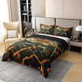 thumbnail image 3 of Video Gaming Controller 100% Cotton Duvet Cover King Size, 3D Game Console Comforter Cover For Bedroom, Gamepad Printed Soft Bedding Set, Black Orange Geometric Quilt Cover（No Comforter）, 3 of 6