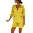thumbnail image 4 of Muscularfit Zip-Up Summer Two Piece Sets Cargo Activewear Sets Athletic Plus Size Set Long Sleeve Jacket Gold Hooded Womens Set, 4 of 6