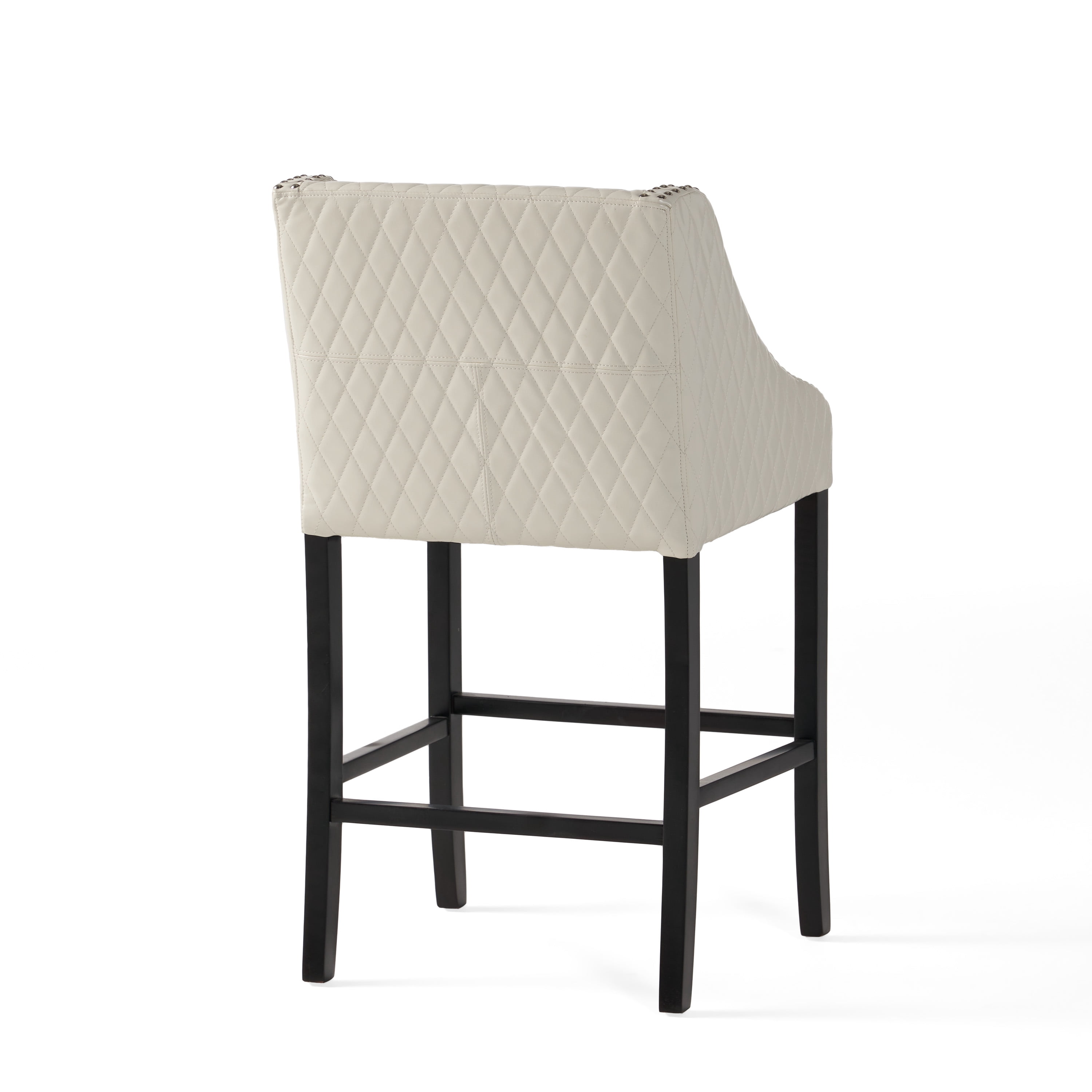 Noble House Eaton Barstool,Bonded Quilted Leather,Ivory