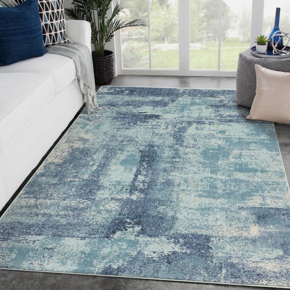 Luxe Weavers Modern Abstract Indoor Blue 8x10 Area Rug, Stain-Resistant Carpet