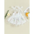 thumbnail image 2 of FEORJGP Toddler Baby Girl Princess Dress Infant Sleeveless Party Dress Floral Embroidery Fairy Dress Bowknot Tulle Dress Birthday Little Girl Cute Outfit Summer Daily Clothes, 2 of 9