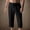 #506-Black, variant on Mens Boho Beach Pants Drawstring Elastic Waist Solid Linen Breathable Calf Length Trousers with Pockets Gift