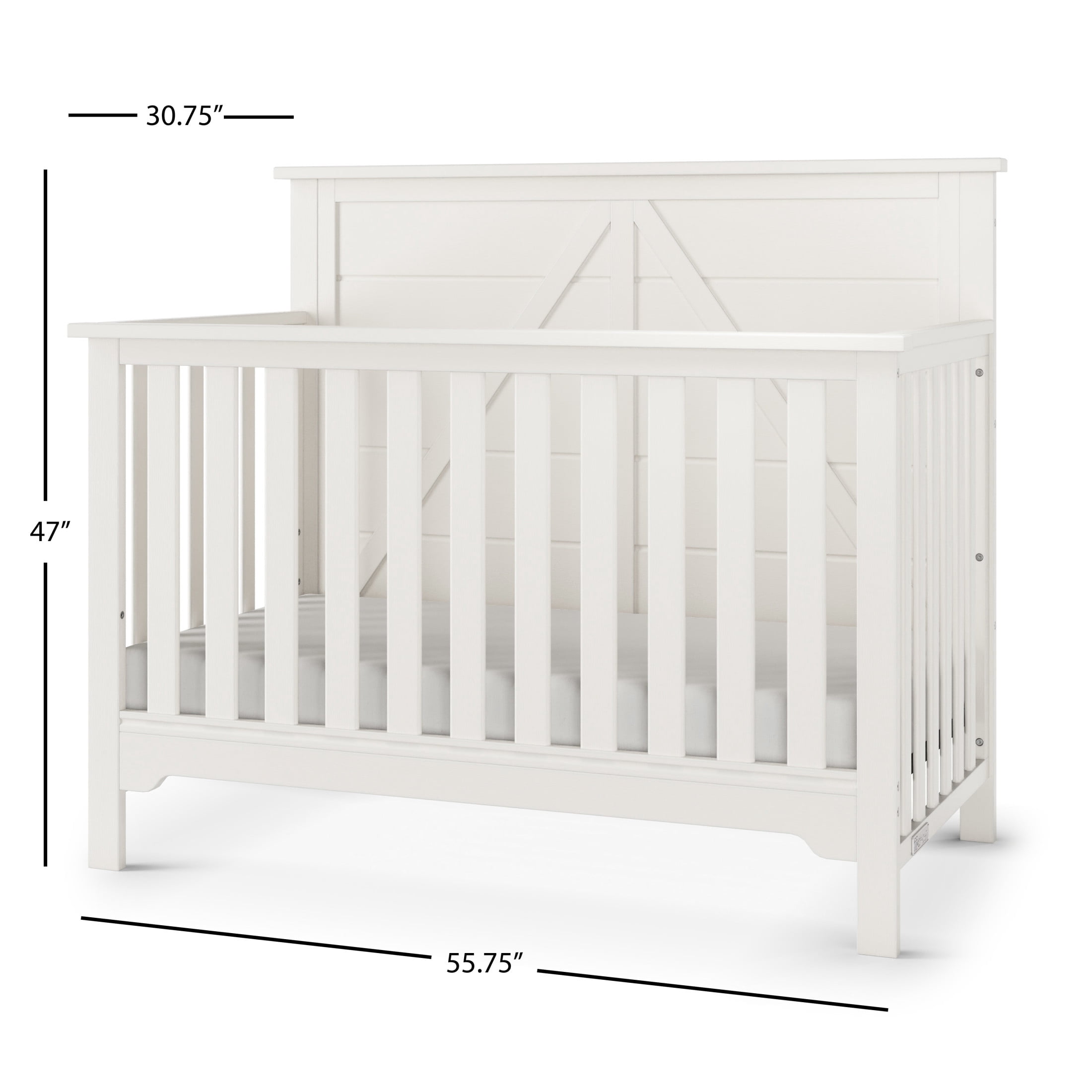 Child Craft Woodland 4-in-1 Convertible Crib, Shiplap Panel Design, 3 Mattress Heights, Brushed Cotton