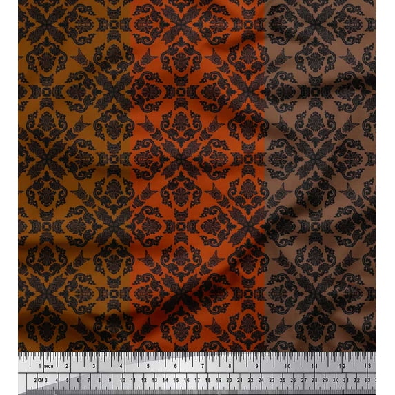 Soimoi Modal Satin Fabric Stripe & Moroccan Damask Print Sewing Fabric Yard 42 Inch Wide