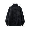 thumbnail image 4 of Vxararl Chunky Thermal Turtleneck Pullover Jumper for Men, Classic Cable Knit Long Sleeve Sweater Casual Warm Cold‑Weather Knit Top for Daily Dressing Black XL, 4 of 6