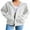 White, variant on Douhoow Spring Women Loose Zip Up Hoodies Long Sleeve White Hooded Sweatshirts