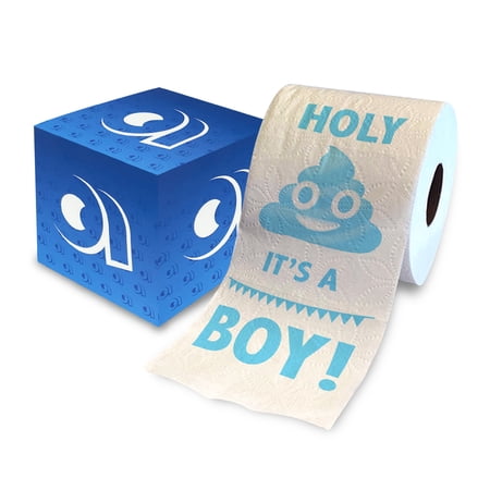 Printed TP Holy Poop It s a Boy! Printed Toilet Paper Gag Gift – Funny Roll for Boy Baby Shower Party Favors Prank Gender Reveal Novelty Surprise Gift for New Mom and Dad – 500 Sheet