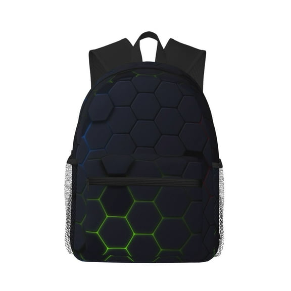 Picia Modern Hexagonal Neon Grid Large Capacity Backpack Classic Style Backpack Casual Backpack Water-Resistant School Work Travel Outdoor Backpack