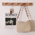 thumbnail image 2 of Bolso de mano con cadena para mujer, bolso de mano informal tejido de color sólido de paja para mujer (blanco) Ehuebsd Para Estrenar, 2 of 7