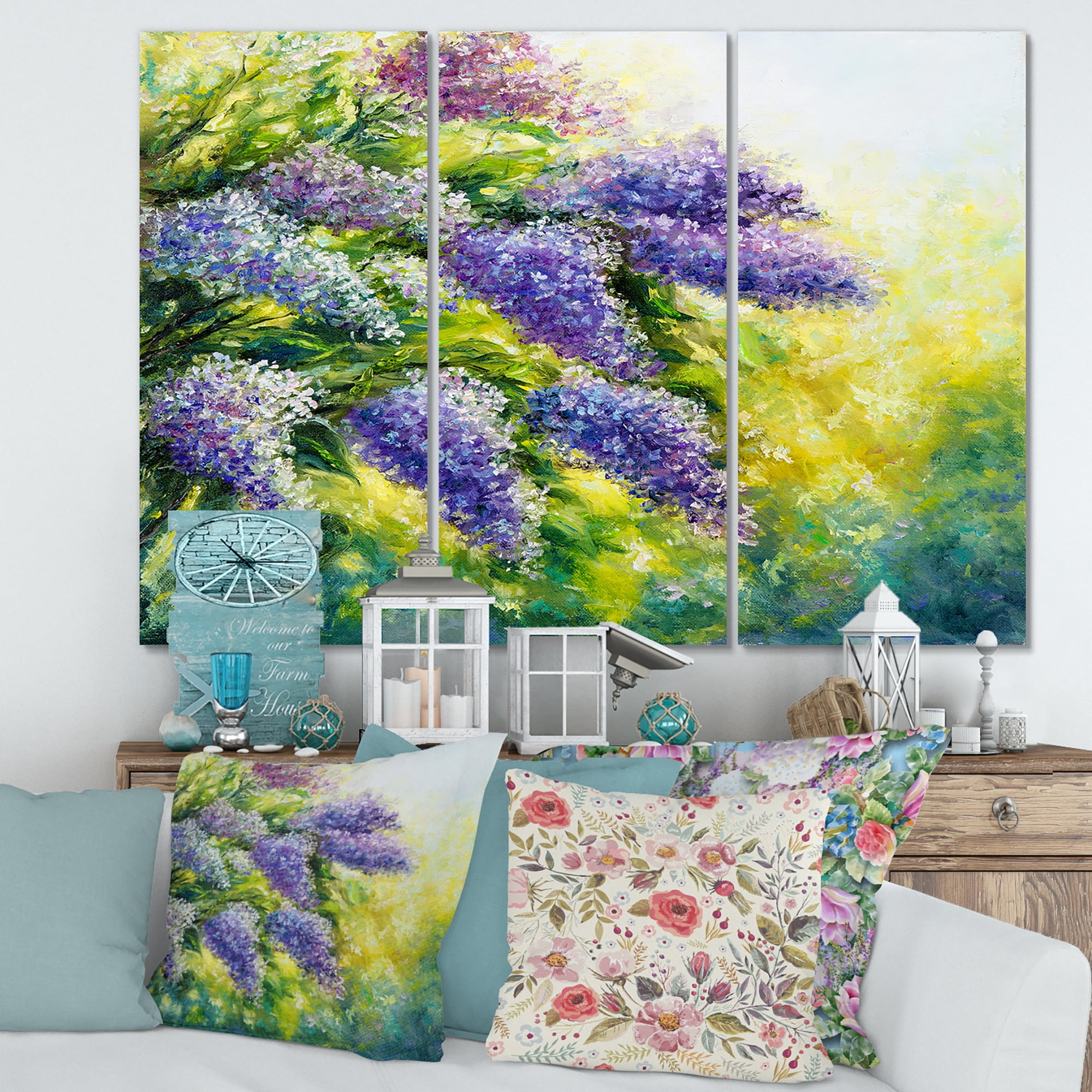 Designart ' Impressionism Lilac Tree In The Garden ' Traditional Canvas Wall Art Print