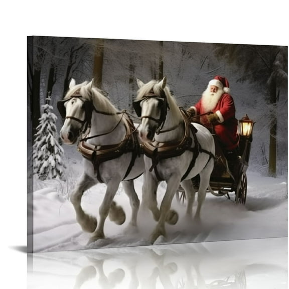 JEUXUS IDEA4WALL Canvas Wall Art Christmas Santa Claus Decor Painting Artwork for Home Prints Framed