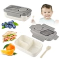 thumbnail image 4 of Bento Lunch Box Adult Stackable 3 Compartment Plastic Container Microwave Safe Leak Proof For Work And Study 21 cm x 13 cm x 8 cm, 4 of 6