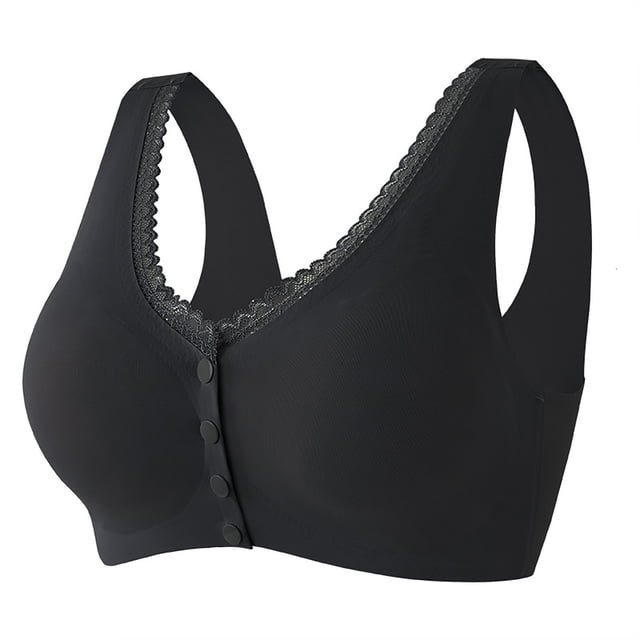 AherBiu Women Bras Full Coverage Smoothing Front Closure Button Comfort Bras High Support No Underwire Bralettes