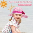 thumbnail image 4 of Zando UPF 50+ UV Sun Protection Bowknot Wide Brim Baby Sun Hat Adjustable Chin Strap Outdoor Girls Toddlers Cap Pink Flower M, 4 of 7
