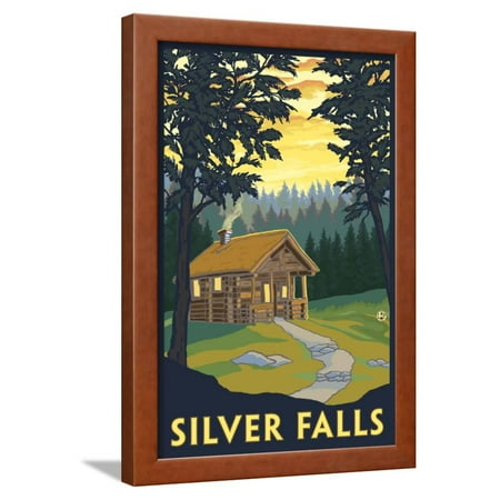 Silver Falls State Park, Oregon - Cabin in Woods Framed Print Wall Art By Lantern