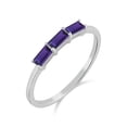 thumbnail image 2 of Gemistry Heidi 14kt White Gold Amethyst Gemstone Stackable 3-Stone Baguette Ring, 2 of 5