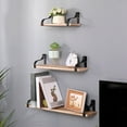 thumbnail image 3 of Floating Shelves,Long Wall Shelves Set Of 3,Wall Mounted Shelves with Brackets for Bedroom,Living Room,Kitchen,Bathroom – Natural Wood,Natural Wood Metal & Wood Furniture Primary Living Space Display, 3 of 4