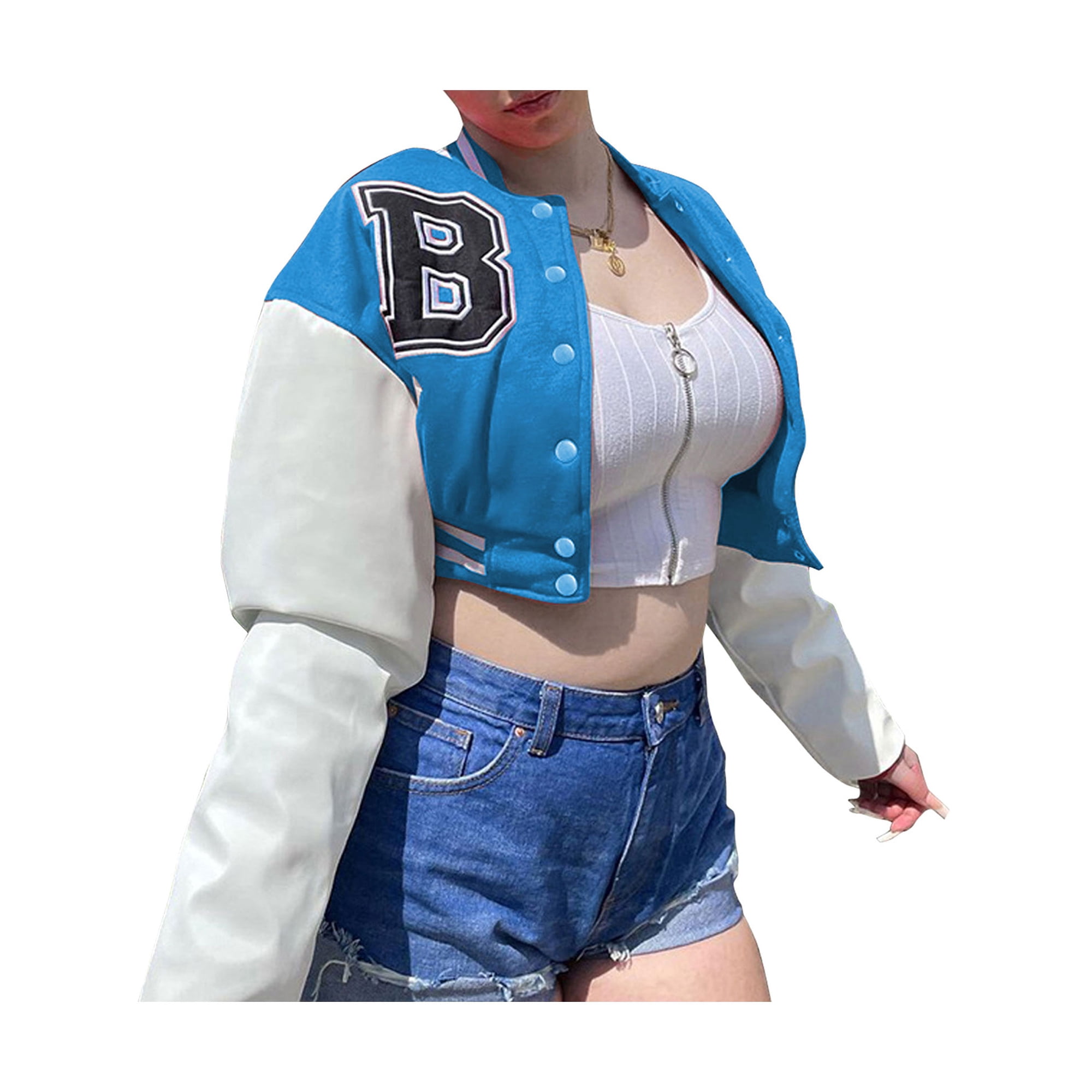 Ladies Cropped Baseball Jacket