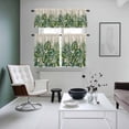thumbnail image 5 of Summer Tropical Plant Kitchen Curtains Valances and Tiers Set of 3 Palm Leaf Watercolor Linen Texture Tier Curtains and Valance with Rod Pocket for Small Windows, 27.5"x36", 5 of 9