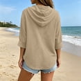 thumbnail image 3 of ZGRBOU Hoodies for Women V Neck Button Hooded Sweatshirts Roll Up Loose Cute Tops Cozy Lightweight Long Sleeve Tunic Shirts, 3 of 7