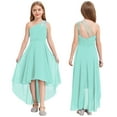 thumbnail image 7 of IEFIEL Kids Flower Girls Beaded Ruched Pageant Maxi Dress Wedding Birthday Party One Shoulder High Low Gown Mint Green 14, 7 of 7