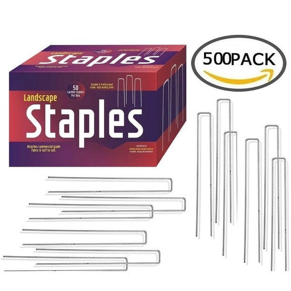 Ashman Online, Galvanized Garden Stakes Landscape Staples Silver Color: 500 Pack 12 inch Sod and Fence Stake - Sturdy Rust Resistant Gardening Supplies for Anchoring Landscaping