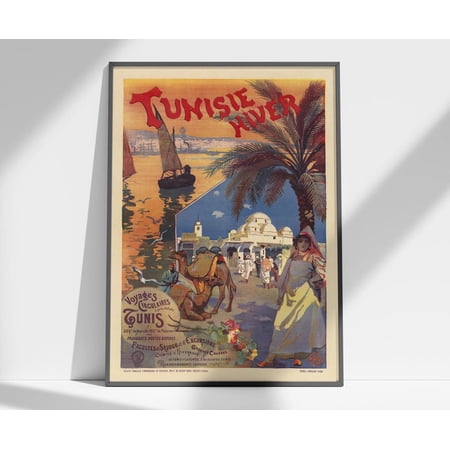 Tunisia Vintage Travel Poster, Unframed Paper Poster 8x10in
