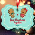 thumbnail image 2 of Soul Décor 2020 Ornament, First Christmas Together 2020 Ornament, Large 3.75" Rectangle Metal Ornament, Velvet Pouch Included, 2 of 7