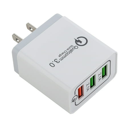 Duracell Quick Charger - USB Wall Charger, 3-Port Qualcomm Quick Charger 3.0 Plug Cube Replacement for iPhone X/8/7/6S/6S Plus/6 Plus/6/5S/5, Samsung Galaxy S8/S9/S10/S7/S6/S5 Edge+, LG, HTC, Huawei, Motorola, Kindle by Borz