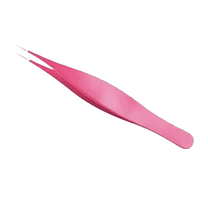 Slanted Tip Stainless Steel Tweezers for Eyebrows and Eyelashes - Pink