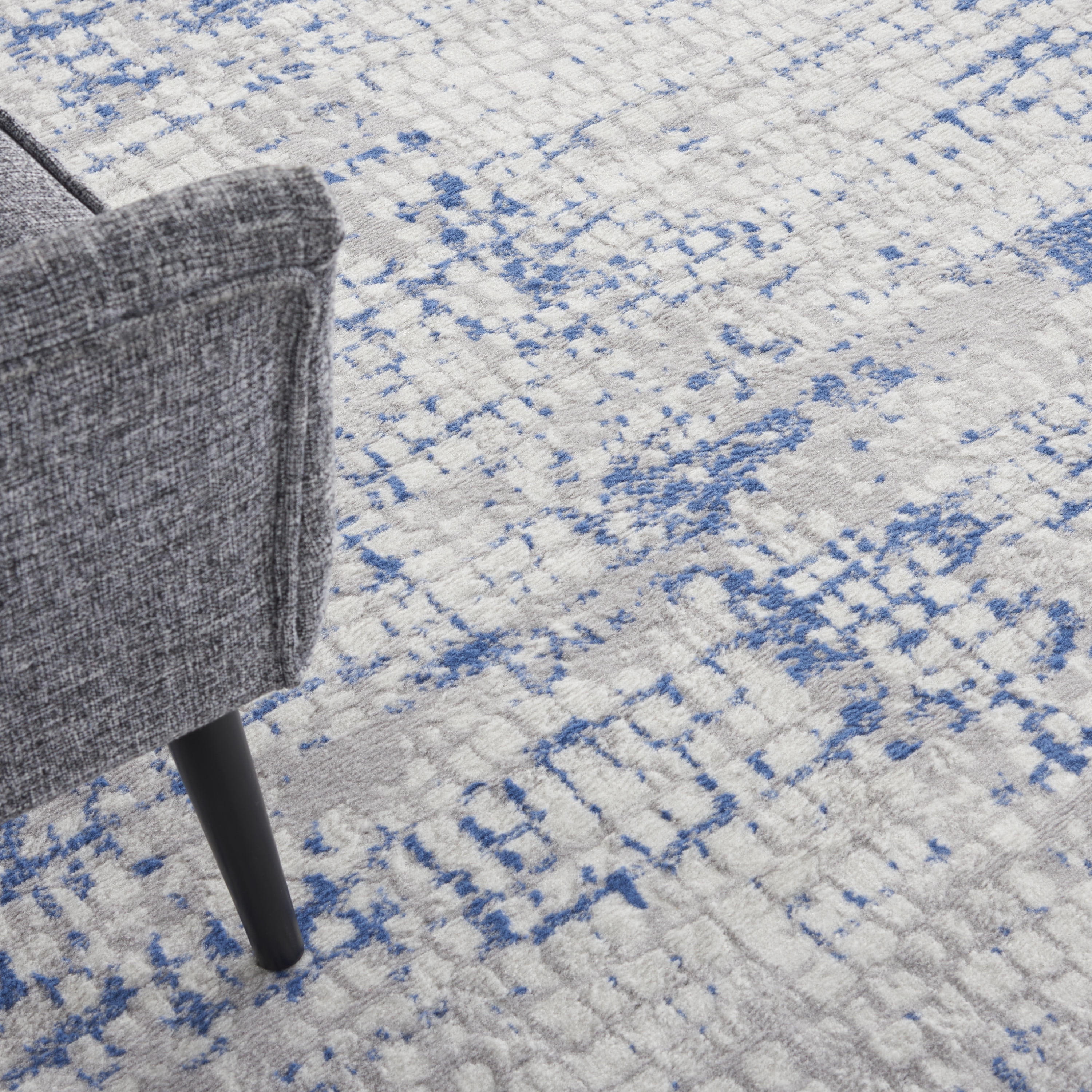 Nourison Whimsicle Artistic Modern Grey Blue 8' x round Area Rug, (8' Round)