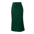 thumbnail image 6 of vigerkar Women's Satin A-Line Skirt High Waist Solid Side Split with Slim Skirt Elegant Office Lady Skirt Green, XS, 6 of 8