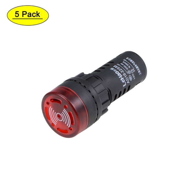 Unique Bargains AC/DC 48V Indicator Light with Buzzer Red Flashing Alarm 22mm Panel LED Indicator 5pcs