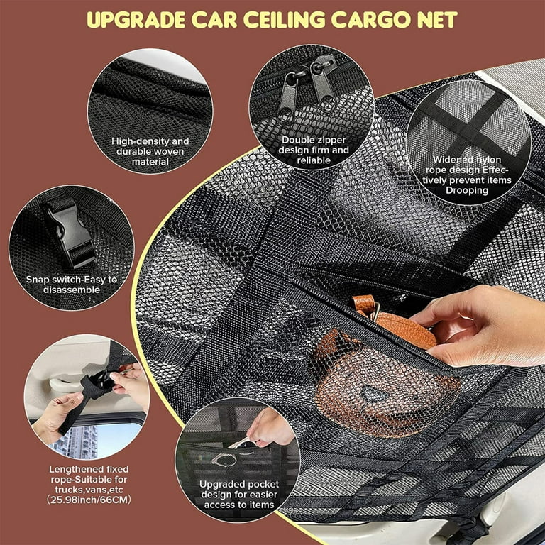 3-Layer Strong Elastic Car Mesh Net Bag Car Seat Multi-Pocket