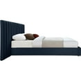 thumbnail image 5 of Pemberly Row Modern Navy Velvet Queen Bed with Chrome Metal Legs, 5 of 11