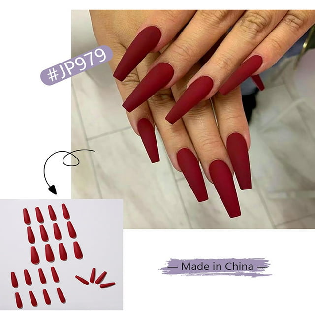 Daisyyozoid Wholesale 24 Pcs Couleur Vive Couleur Unie Manucure Ballet Longue Style Feuille d'Ongles Réutilisable