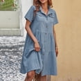 thumbnail image 4 of Robe d'Été Décontractée de Plage pour Femmes Manches Courtes Amples Robe en Denim Colorée pour Femmes Adultes Vêtements Bleus Taille TTG, 4 of 7