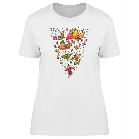 Cute Colorful Birds Doodles Tee Women's -Image by Shutterstock