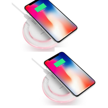 Wireless Charging Note Edge Qi Wireless Charger Charging Pad for iPhone X,iPhone 8 / 8 Plus, Samsung Galaxy Note 8, S8 / S8 Plus, S7 /S7 Edge, S6 /S6 Edge / Plus, Note 5 - (White,2 Pack) ()