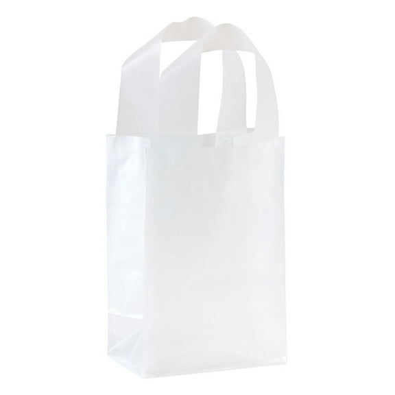 SSWBasics Clear Frosted Plastic Shopping Bags - 5" x 3" x 7" - Case of 250 - Clear Plastic