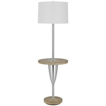 HomeRoots 61" Chrome Tray Table Floor Lamp With White Square Shade