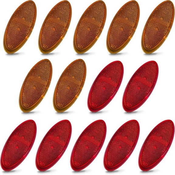 Command Electronics OEM 12V LED RV & Trailer Oval Clearance Light with Built-in Reflex - Made in USA - Surface Mount for Easy Installation - Hardware & Connectors Included | Amber & Red (14 Pack)