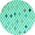 thumbnail image 1 of Ahgly Company Machine Washable Indoor Round Solid Turquoise Blue Modern Area Rugs, 6' Round, 1 of 4