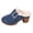 Blue, variant on Womens Chunky Stacked Heel Slippers Soft Fleece Slip on Winter Shoes with Rhinestone Buckle for Cold Weather Indoor Outdoor Daily Casual Wear