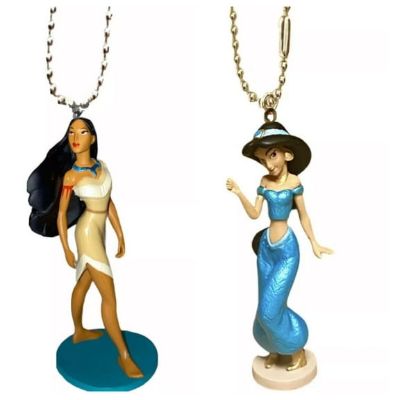 Princess Pocahontas & Jasmine PVC Keychain Dangler Ornament Figure Charm New 3”