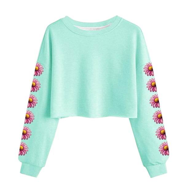 Camisetas de Manga Larga de las Mujeres Moda Impresa Suelta Casual Cuello Redondo Suéter Deportivo Top Se Ajusta Fiel Al Tamaño