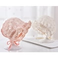 thumbnail image 2 of VONTER Cute Toddlers Baby Girls Flower Princess Sun Beach Bucket Hat Cap Summer Cotton Bonnet,Baby Girl Lace Silk with Ribbon Adjustable Sun Hat Flower Bonnet Photo Props Favors 0-18M 1Pcs - White, 2 of 7