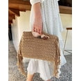 thumbnail image 2 of Kukuzhu Solid Color Tassel Summer Beach Bag Tote Braided Handbag Women Weave Grass Bag for Travel Everyday Use, 2 of 7